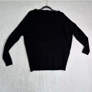 NBD Womens Black Sweater S Knit Long Slv Roll Bateau Neck Oversized Asymmetrical